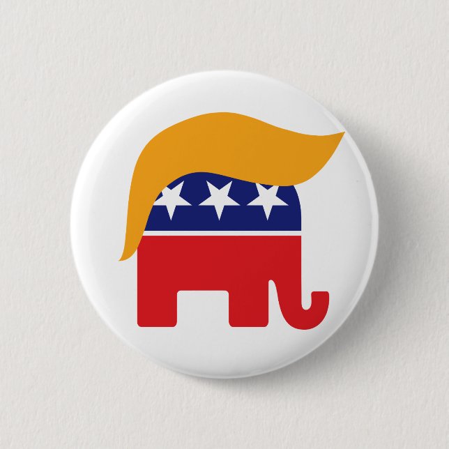 Badge Rond 5 Cm Donald Trump GOP Elephant Hair (Devant)