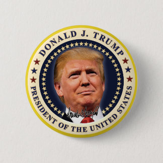Badge Rond 5 Cm Donald Trump Inauguration Gold Stars Souvenir