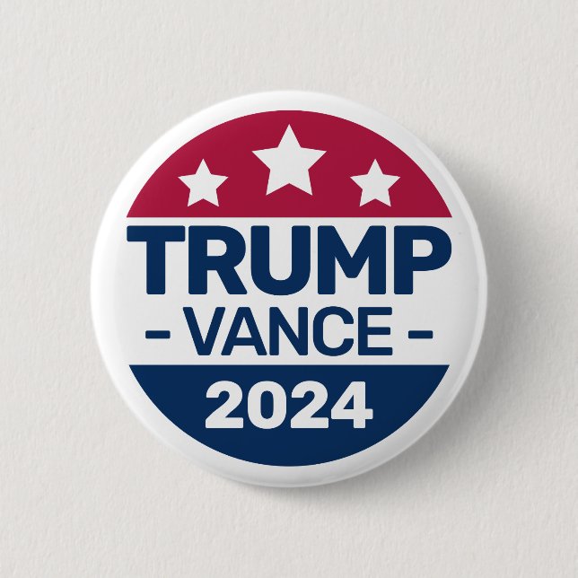 Badge Rond 5 Cm Donald Trump JD Vance 2024 Président républicain (Devant)