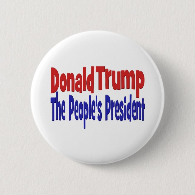 Badge Rond 5 Cm Donald Trump le président du peuple bleu rouge (Devant)