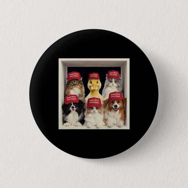 Badge Rond 5 Cm Donald Trump Rendre les animaux en sécurité Casque (Devant)