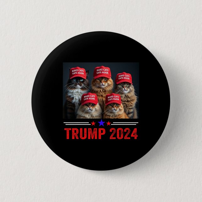 Badge Rond 5 Cm Donald Trump Rendre les chats en sécurité Casquett (Devant)
