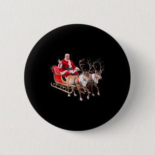 Badge Rond 5 Cm Donald Trump Santa Claus Sleigh Noël Noël Noël Noë