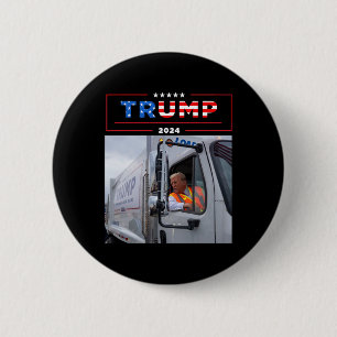 Badge Rond 5 Cm Donald Trump se promène en T-shirt Garge Truck