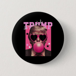Badge Rond 5 Cm Donald Trump soufflant la bulle de gomme Sungilles