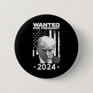 Badge Rond 5 Cm Donald Trump Tiré Recherché Aux États-Unis Préside