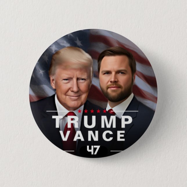 Badge Rond 5 Cm Donald Trump vance l'élection 47 (Devant)