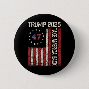 Badge Rond 5 Cm Donald Trump vintage l'Amérique de retour 2025 Amé