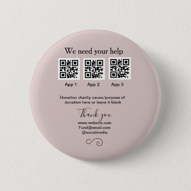Badge Rond 5 Cm Donation Collection conseil pot ajouter votre q r  (Devant)