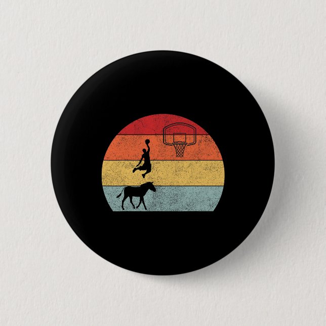 Badge Rond 5 Cm Donkey basketball joueur entraîneur Sport ride âne (Devant)