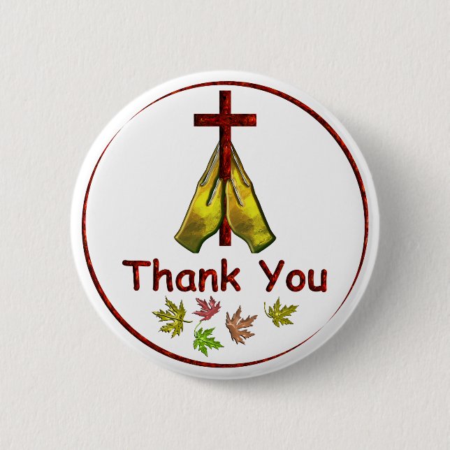 Badge Rond 5 Cm Donne Merci Mains De Prière (Devant)