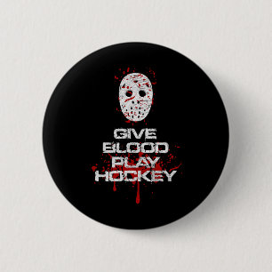 Badge Rond 5 Cm Donner du sang Jouer au hockey Joueur de hockey su