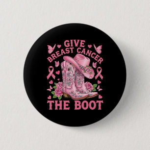 Badge Rond 5 Cm Donner Le Cancer Du Sein L'Initiale Cowgirl Cancer
