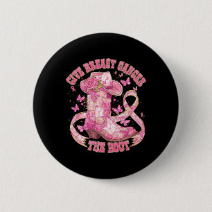 Badge Rond 5 Cm Donner Le Cancer Du Sein L'Initiale Cowgirl Cancer