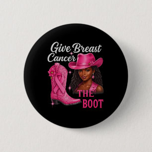 Badge Rond 5 Cm Donner Le Cancer Du Sein L'Initiale Cowgirl Cancer
