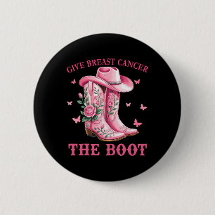 Badge Rond 5 Cm Donner Le Cancer Du Sein L'Initiale Cowgirl Cancer