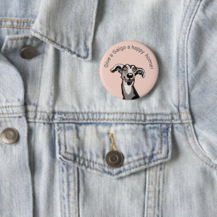 Badge Rond 5 Cm Donnez un foyer heureux à un Galgo, rose, gris noi