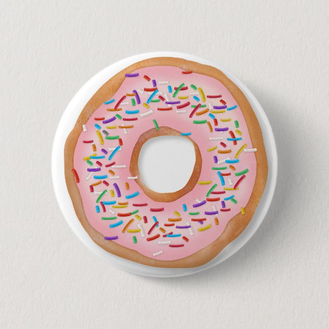 Badge Rond 5 Cm Donut Pink Frosting Sprinkles Cute | (Devant)