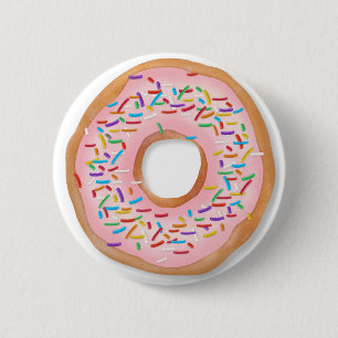 Badge Rond 5 Cm Donut Pink Frosting Sprinkles Cute