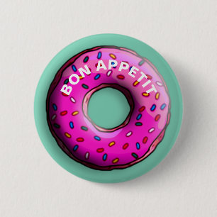 Badge Rond 5 Cm Donut Pinky avec des arrosages colorés + vos idées