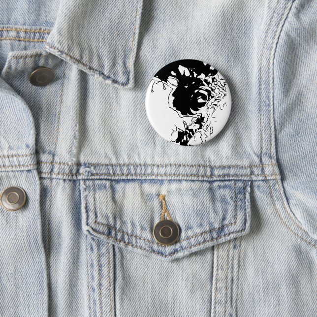 Badge Rond 5 Cm Doodle de fleurs (En situation)