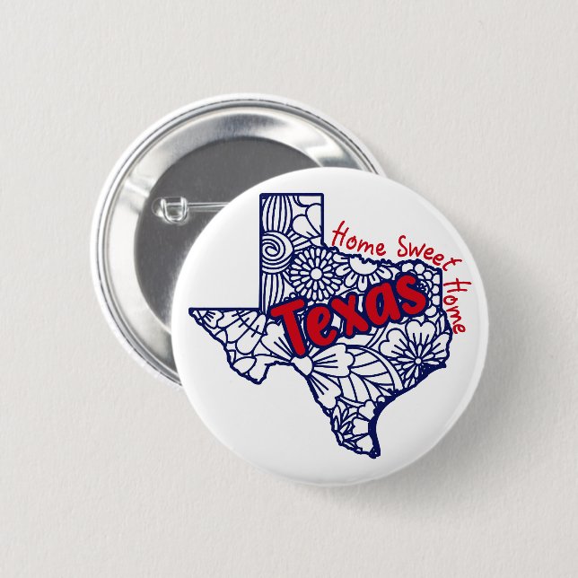 Badge Rond 5 Cm Doodle Floral Texas   (Devant & derrière)