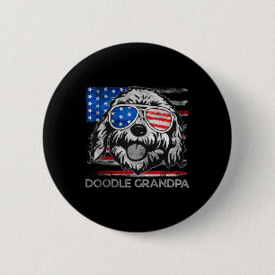 Badge Rond 5 Cm Doodle Papy Drapeau Américain Vintage Chien Drôle