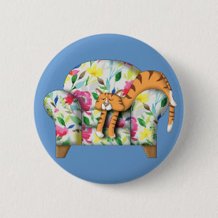 Badge Rond 5 Cm Dormir sur une chaise à fleurs