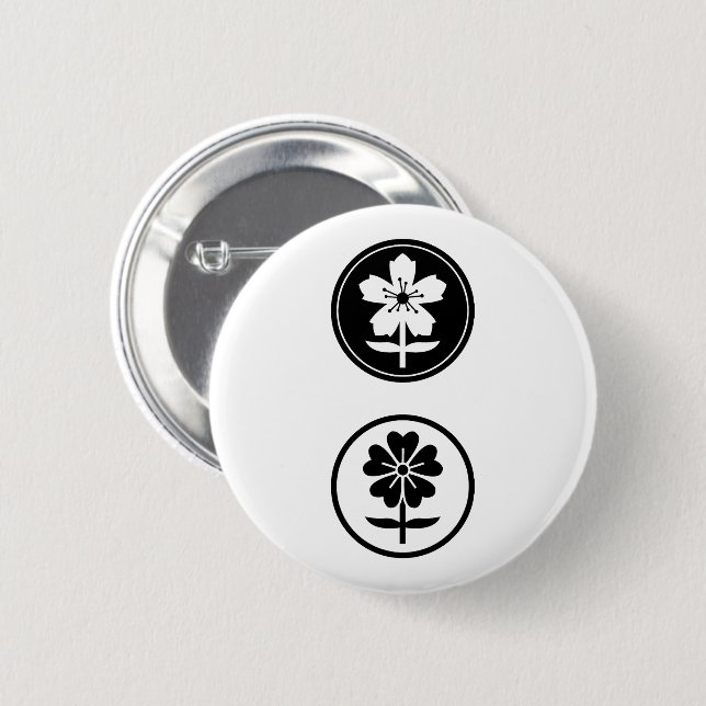 Badge Rond 5 Cm dos flores (Devant & derrière)