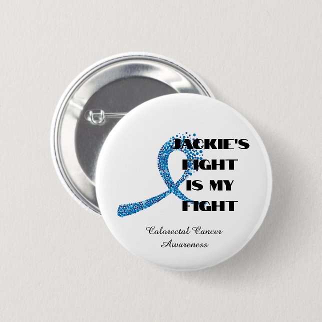 Badge Rond 5 Cm Dotée Bleu Ruban Colorectal Sensibilisation au can (Devant & derrière)