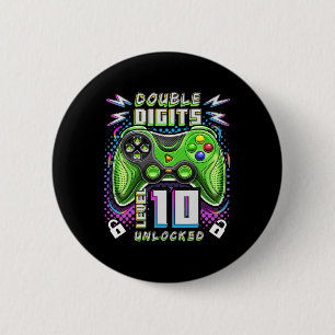 Badge Rond 5 Cm Double chiffres Niveau 10 Déverrouillé Jeu vidéo 1