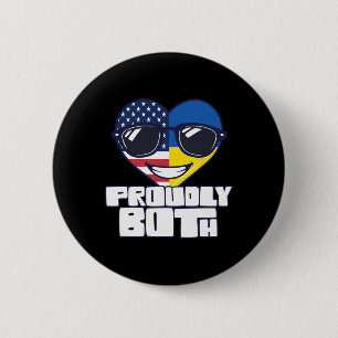 Badge Rond 5 Cm Double citoyenneté fièrement États-Unis Ukraine