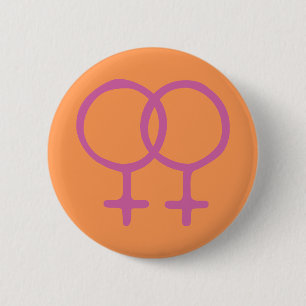 Badge Rond 5 Cm Double femelle orange/rose