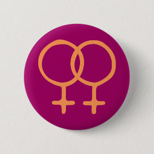 Badge Rond 5 Cm Double femme rose/orange