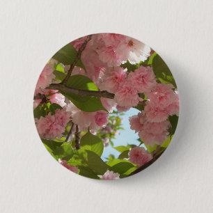 Badge Rond 5 Cm Double floraison cerisier III printemps fleuri