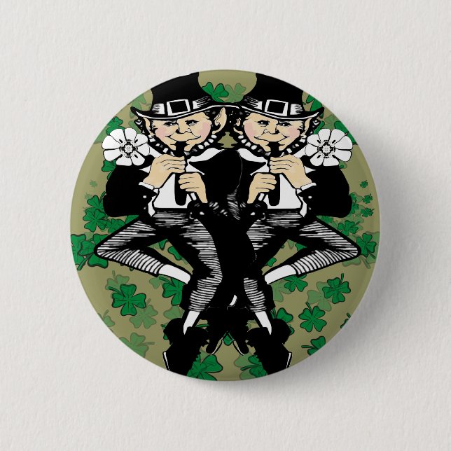 Badge Rond 5 Cm Double La Chance Leprechaun (Devant)