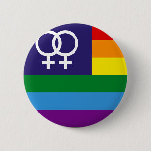 Badge Rond 5 Cm Double Vénus arc-en-ciel fierté lesbienne