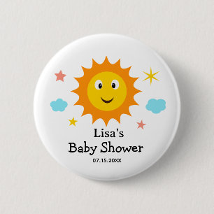 Badge Rond 5 Cm Douce Baby Shower Ensoleillée Voici Le Soleil 
