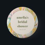 Badge Rond 5 Cm Douce Fête de Mariée sur Mesure Abstrait Pâtes Jau<br><div class="desc">Bouton de Fête de Mariée sur Mesure Abstrait Pâtes Jaune,  Sauge et Rose Moderne et Mignon</div>