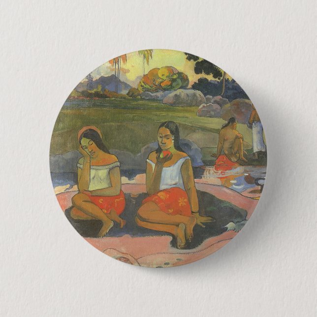 Badge Rond 5 Cm Douce Somnolence par Paul Gauguin, Art ancien (Devant)
