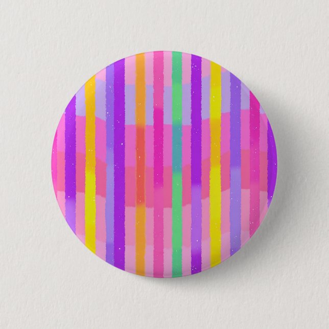 Badge Rond 5 Cm Douces Rayures Arc-en-ciel Pastel (Devant)