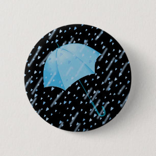 BADGE ROND 5 CM DOUCHES D'AMOUR BLEU EN PARAPLUIE PAR SHARON SHARP