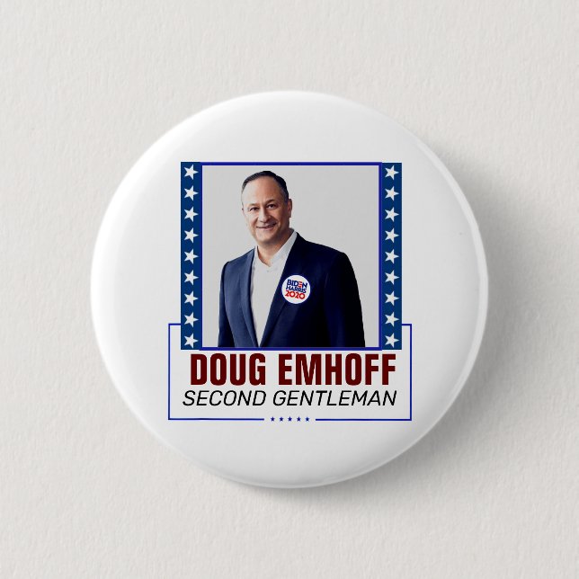 Badge Rond 5 Cm Doug Emhoff pour le deuxième Gentleman (Devant)