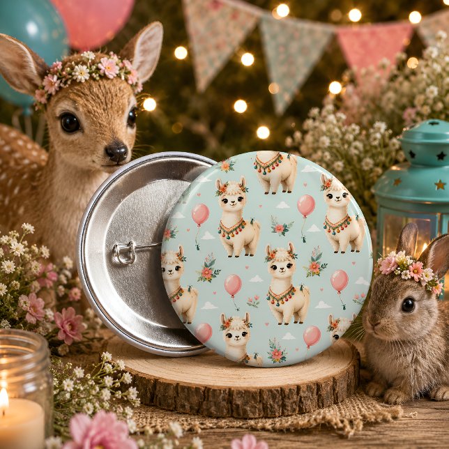 Badge Rond 5 Cm Doux Llama Boho (Créateur téléchargé)
