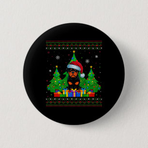 Badge Rond 5 Cm Doux moche arbre de Noël Santa Hat Rottweiler D