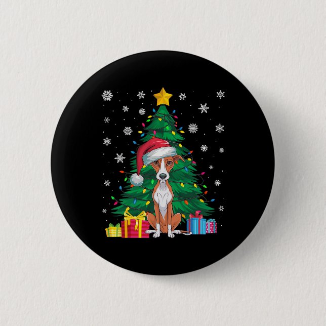 Badge Rond 5 Cm Doux moche sapin de Noël lumières Whippet Chien Sa (Devant)