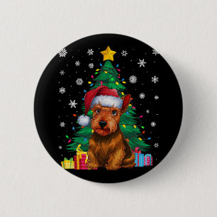 Badge Rond 5 Cm Doux moche Xmas Tree éclaire Scottish Terrier Chie