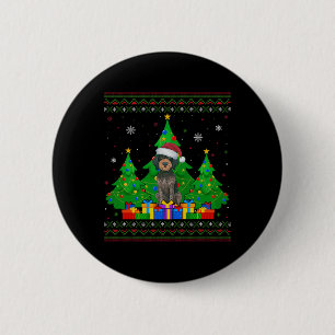 Badge Rond 5 Cm Doux moche Xmas Tree Père Noël À poils durs allema