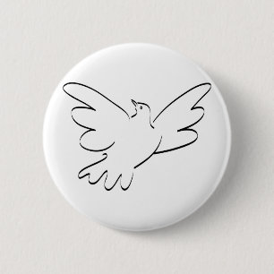 Badge Rond 5 Cm Dove avec ailes étirées