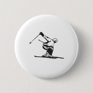 Badge Rond 5 Cm Downhill Skiing Skier 